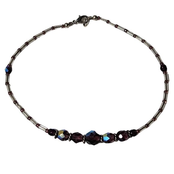 Elegant Handcrafted Purple Crystal Beaded Bracelet Classic Fashion Jewelry Women - Picture 1 of 4